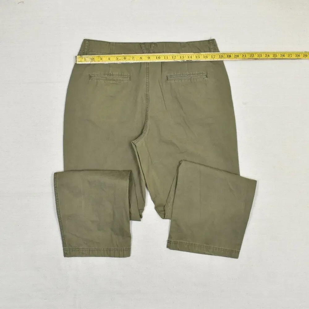 Columbia Women Pants Chino Straight Zip Solid 100% Cotton Green Size 14 30 ins